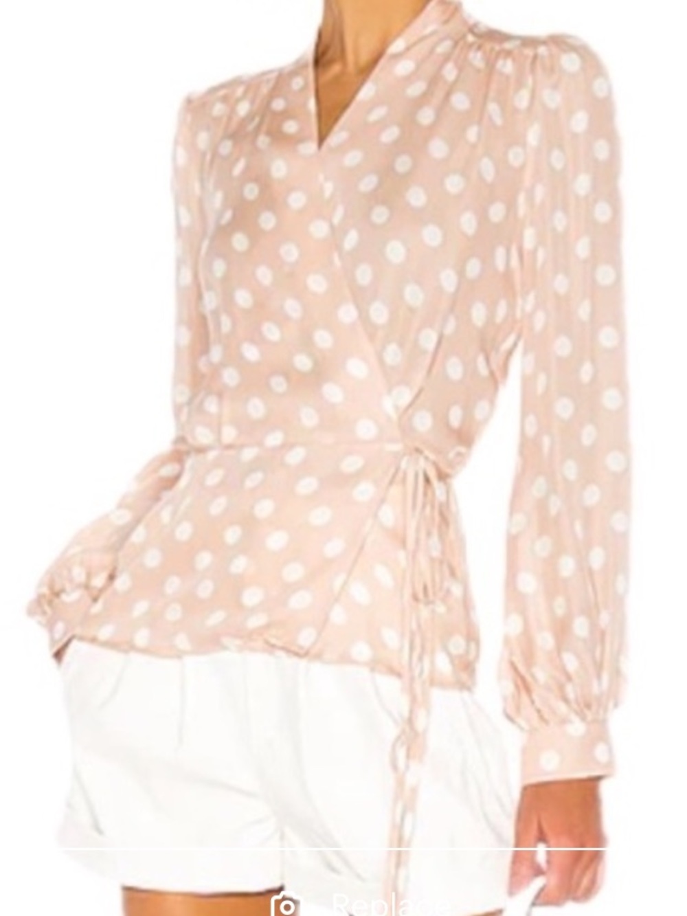L'AGENCE Cara Silk Wrap Blouse In Petal & Ivory Size L